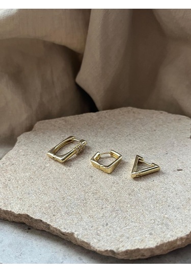 Ysx Jewelry Geometrik Üçlü Küpe Seti Çok Renkli