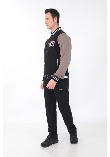 Erkek Kolej Ceket 3 Iplik Içi Fileli Kolej Ceket Siyah Bej