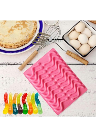 Çikolata Kalıbı 20 Kavite Sakızlı Yılan Hafif Tekrar Kullanılabilir Solucanlar Kek Kalıbı Pişirme Aracı Rastgele Renk Çok Renkli