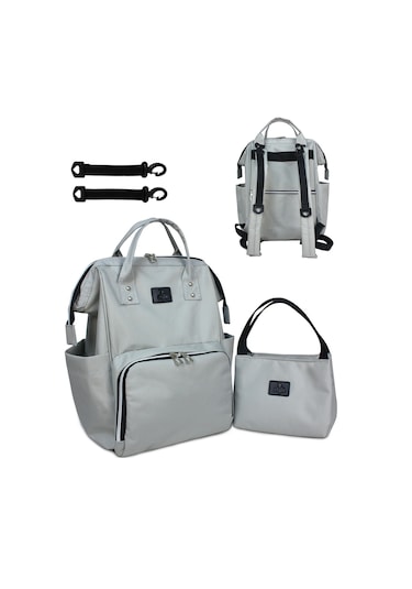 Stylo Star Anne Bebek Bakım Sırt Çantası + Termos Çanta Kül Gri