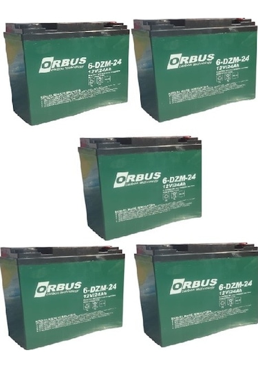 Orbus 12v 24 Amper Dik Elektrikli Bisiklet Aküsü 5'lü Paket