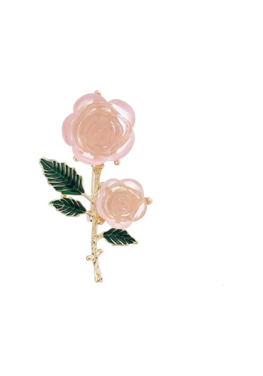 Kadınlar Için Romantik Çiçek Broş Erkekler Moda Gül Şakayık Zambak Iris Bitki Pin Pink Rose Pembe Çok Renkli