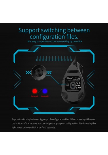 Reedark T-50 Dikey  Kablolu  9 Tuş Rgb Optik  6 Vites DPI Ergonomik Tasarım Siyah