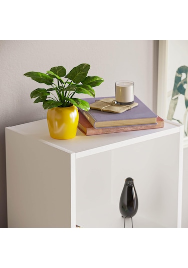 4 Raflı Kitaplık Mdf Çok Amaçlı Raf Beyaz