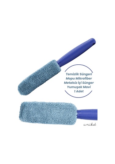 Jant Ve Egzoz Temizlik Süngeri Mopu Mikrofiber Metalsiz İçi Sünger Yumuşak Mavi 1 Adet