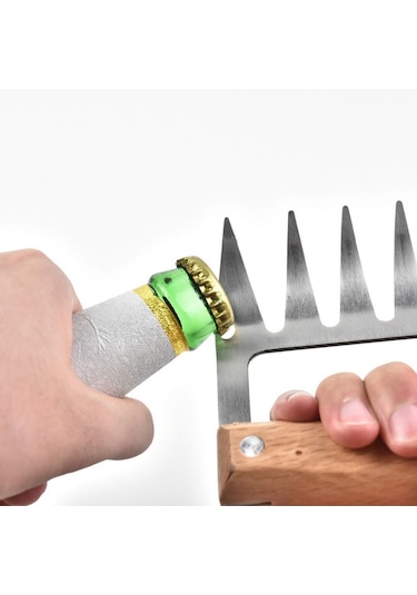 Cbtx Ayı Pençesi Şekilli Paslanmaz Çelik Barbekü Çatalı Tavuk Rendelenmiş Ahşap Saplı Kaymaz Yaratıcı Mutfak Çatal Pençe Et Pençe Ayırıcı Gümüş