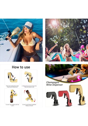 Tenfowee Kırmızı Şampanya/bira Spreyi, Bar Parti Atmosfer Aleti, Pom Malzeme, Uyarlanabilir Kapak Çapı Kırmızı