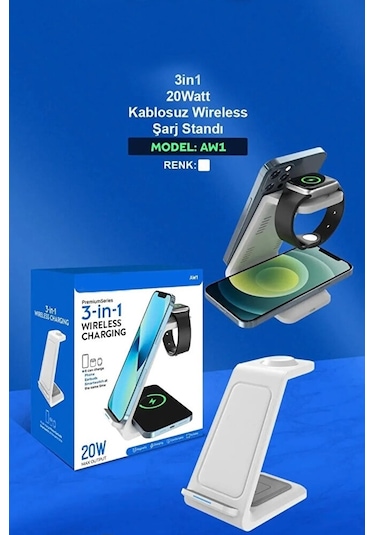 3in1 20w Kablosuz Şarj Magsafe Uyumlu İphone Telefonlar Ve Apple