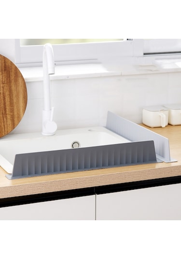 Cbtx Silikon Mutfak Lavabo Sıçrama Koruması Tezgah Su Engelleme Splashback Açık Gri