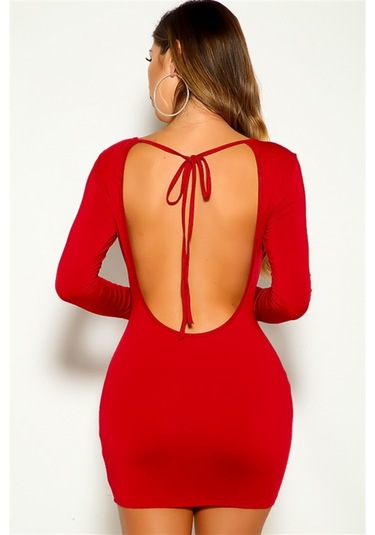 Sırtı Açık Mini Elbise Siyah