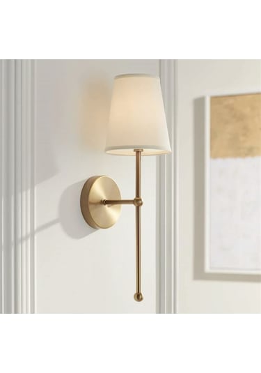 Modern Tasarım 1 Adet Duvar Ledli Pilli Aplik Tak Çalıştır Eskitme Gold Krem Abajur Gün Işığı Pilli Eskitme