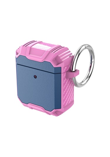 Kablosuz Kulaklık Tpu + Pc Darbeye Dayanıklı Kılıf Airpods Uyumlu 1/2 İçin Kanca İle Lacivert Pembe Mavi