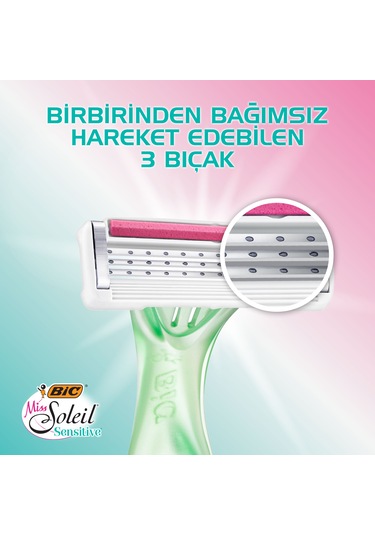 Bic Miss Soleil Sensitive Bundle Kadın Tıraş Bıçağı Seti 3'lü + Makyaj Çantası