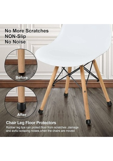 Flybuy Sandalye Bacak Koruyucusu, 16 Adet Yuvarlak Kapağı, 25mm Siyah Kauçuk, Zemin Ve Ses Korumalı -