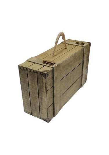 Şarap Şisesi Kutusu 2'li Ahşap El Yapımı Doğal Ahşap Hediyelik