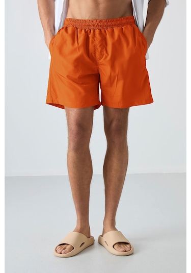 Tommylife Neon Oranj Hızlı Kuruyan Standart Fit Erkek Deniz Şortu - 81237
