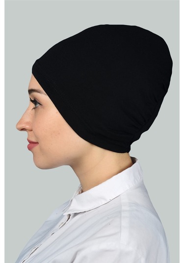 Altobeh Hazır Pratik Geçmeli Lastikli Tesettür Bone - Siyah