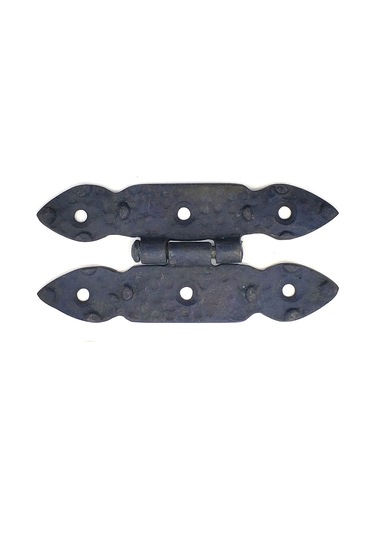 Antika Tarz Dekoratif Pirinç Düğmeli Menteşe - 117x57 Mm, Oksit