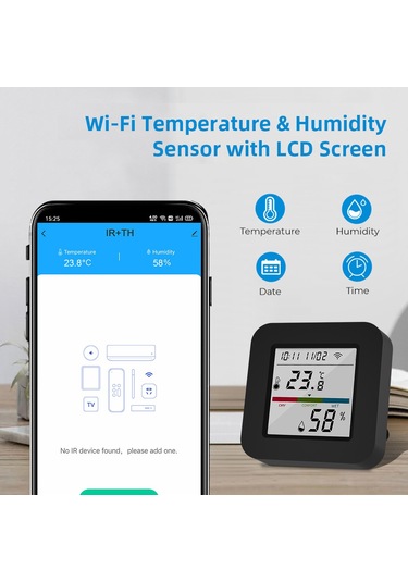 Lemestar Wifi+bluetooth Çift Modlu, Ses Kontrollü, Lcd Ekranlı Ve Sıcaklık-nem Sensörlü Üçü Bir Arada Enstrümantal Kumanda Wl-ırtp