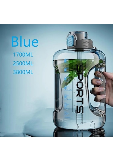 1700ml/2500ml/3800ml Fitness Fincan Bpa Ücretsiz İçme Suyu Şişesi Büyük Blue 3800ml Blue