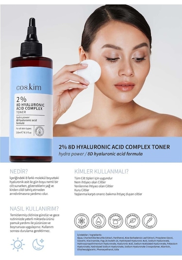 %2 8d Hyaluronik Asit Tonik 250 Ml Yoğun Nemlendirici Cilt Bariyeri Destekli Alkolsüz & Parfümsüz