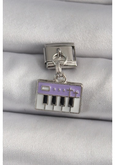 316l Çelik Gümüş Renk Sallantı Mor Piyano Figür Nomination Charm