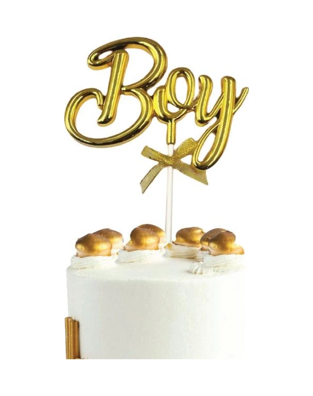 Pasta Üstü Çubuklu Süs Krom Cinsiyet Partisi Baby Shower Altın Boy Yazılı Çubuk Diğer