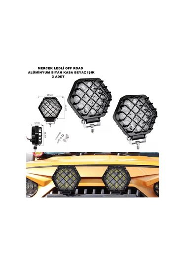 OFF ROAD Çalışma Lambası 45w Metal Kafesli Siyah 16 Led 2 ADET