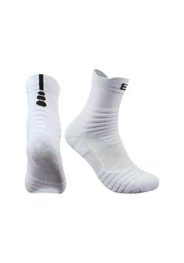 Beyaz 2024 Erkek Havlu Alt Spor Kalın Çorap Koşu Çorap Orta Çorap Basketbol Büyük Boy Çorap Beyaz
