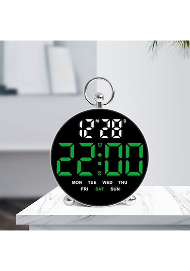 8029 Led Dijital Çalar Saat Çok Fonksiyonlu Öğrenci Elektronik Masa Saati Büyük Ekranlı - Yeşil Yeşil