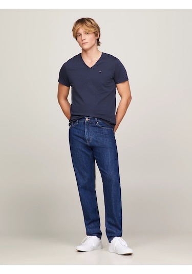 Tommy Hilfiger Erkek Tjm Orjinal Jarse V Yaka - Mavi Mavi
