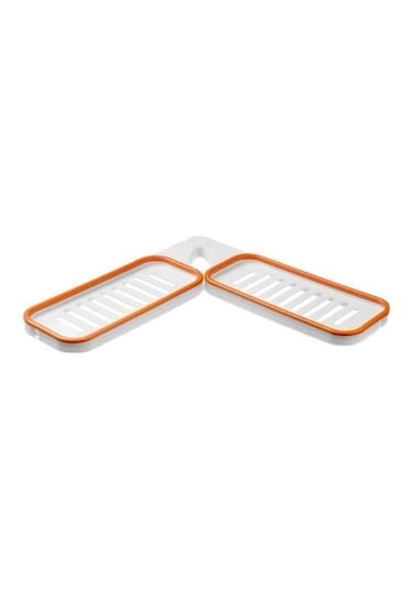 Turuncu Duvara Montaj Köşe Raf Yumruk 180 Derece Dönebilen Içi Boş Drenaj Banyo Organizatör Turuncu