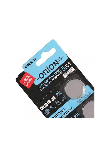 Orion CR2016 3V Lityum Düğme Pil 5'li