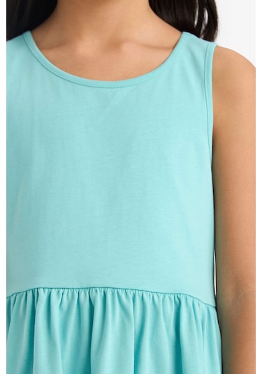 DeFacto Kız Çocuk Bisiklet Yaka Basic Düz Kolsuz Yazlık Elbise B4336A825SMTR517