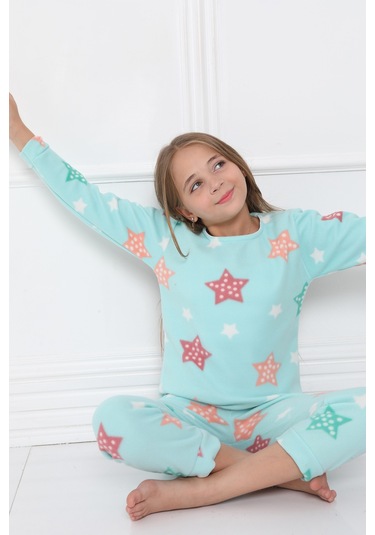Sleeproom Kişlik Çocuk Polar Pijama Takim Turkuaz