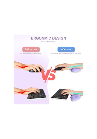 Ruicoo Bilgisayar Bilek Desteği - Ergonomik Hafıza Köpüklü Klavye Ve Fare Pedi Seti Uzun + Kısa