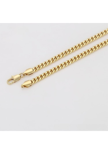 Klasik Gurmet Zincir Kolye 14 Ayar Altın Kaplama / 55 Cm Gold