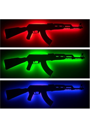 AK47 Duvar Led Işık - Duvar Lambası - Gece Lambası - Açıklama Siyah