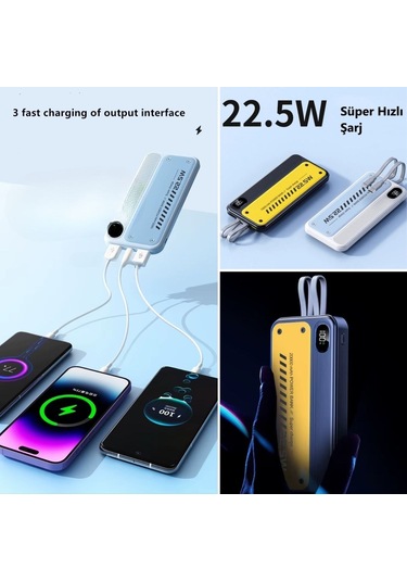 Büro Ev Ofis İçin 10000mah 4 Cihaz Hızlı Şarj Edebilen Powerbank