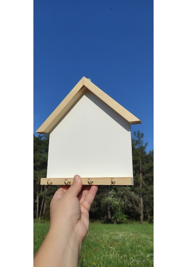 20x25cm Beyaz Ahşap Çerçeveli Boyanabilir Açık Anahtarlık Panosu