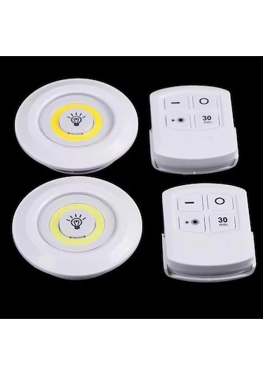 Bfs Led Lamba 3'lü Uzaktan Kumandalı Yapışkanlı Beyaz Işık Çok Renkli