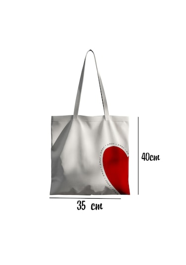 Akumastik Amor Bez Çanta 35x40cm - Tote Bag- Kalpli Çanta