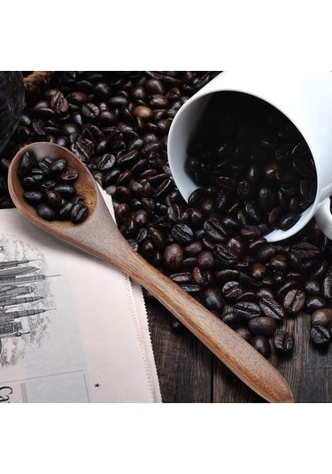 Fastbuy 6 Adet Küçük Tahta Kaşık, Tahta Çay Kaşığı, Küçük Yemek Kaşığı, Tahta Baharat Kaşıkları, Mutfak Gereçleri, Ev Dekoras