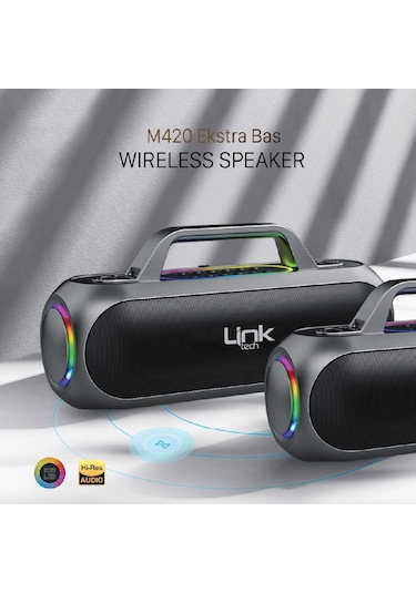 Linktech M420 Premium Extra Bass Çift Mikrofonlu Kablosuz Hoparlör