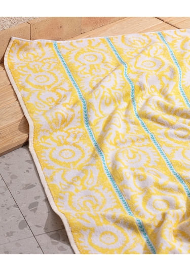 Madame Coco Herbert %100 Pamuk Plaj Havlusu - Turkuaz - 70x150 Cm Hvlu0000000226 Sarı