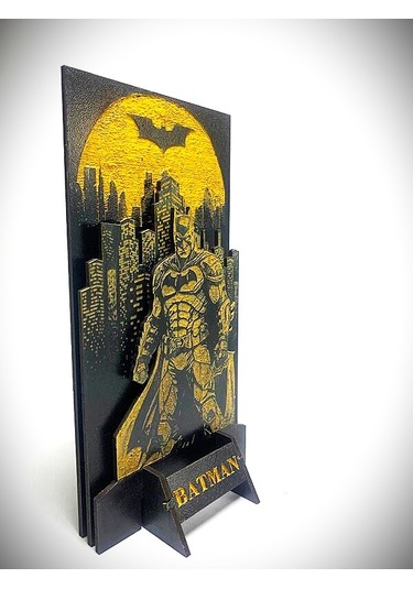 Dükkan Design Lazer Kazıma Kara Şovalye El Boyama Ahşap Biblo Çok Renkli