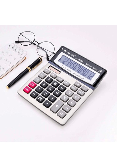 12 Haneli Geniş Lcd Ekran, Pilli Büyük Düğmeli Hesap Makinesi