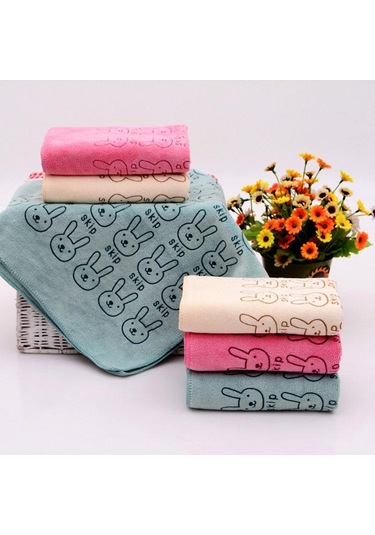 Emici Mikrofiber Havlu Banyo Kurutma Bezi Sevimli Tavşan El Yüz Havlusu Sarı