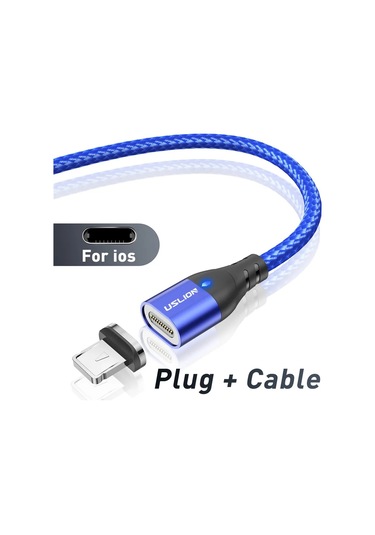 Uslıon Manyetik Şarj Kablosu Usb Mikro Tip C Hızlı Şarj Iphone Uyumlu 12 Telefon Kablosu Chınaamy Green0.75 M