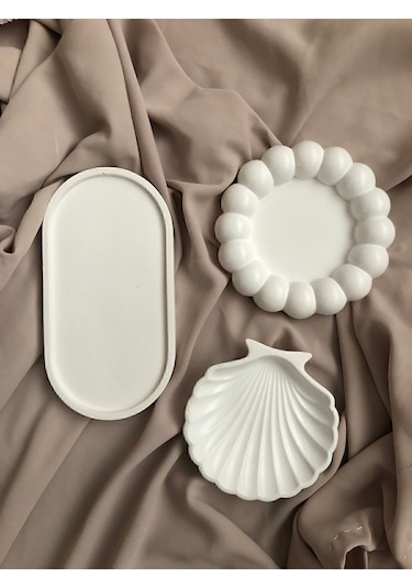 Dekoratif Tabak 3 Lü Oval & Baloncuk Set